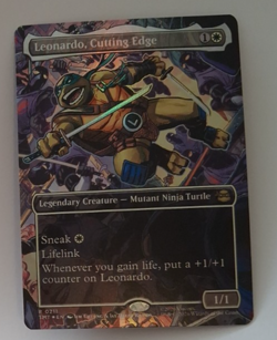 Leonardo, Cutting Edge Borderless FOIL NM Teenage Mutant Ninja Turtles TMNT MTG - Image 1