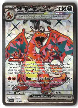 Charizard ex ⭐ 215/197 Holo Ultra Rare Obsidian Flames 2023 Pokemon NM - Image 1