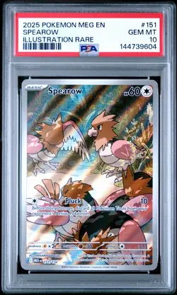 2025 POKEMON MEG EN-MEGA EVOLUTION ILLUSTRATION RARE #151 SPEAROW PSA 10 - Image 1