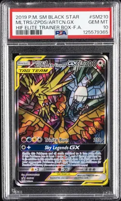 2019 POKEMON SM BLACK STAR PROMO FULL ART/MOLTRES & ZAPDOS & ARTICUNO GX PSA 10 - Image 1