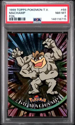 1999 TOPPS POKEMON TV FOIL #68 MACHAMP PSA 8 - Image 1