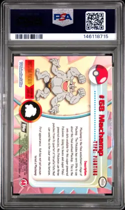 1999 TOPPS POKEMON TV FOIL #68 MACHAMP PSA 8 - Image 2