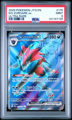 2025 POKEMON JTG EN-JOURNEY TOGETHER ULTRA RARE #175 N'S ZOROARK EX PSA 9 - Image 1