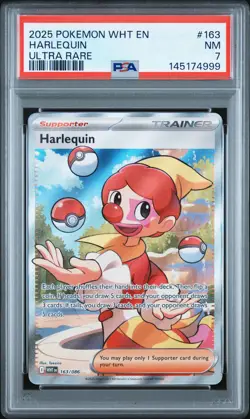 2025 POKEMON WHT EN-WHITE FLARE ULTRA RARE #163 HARLEQUIN PSA 7 - Image 1