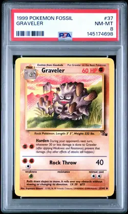 1999 POKEMON FOSSIL #37 GRAVELER PSA 8 - Image 1