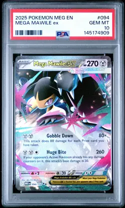 2025 POKEMON MEG EN-MEGA EVOLUTION #094 MEGA MAWILE EX PSA 10 - Image 1