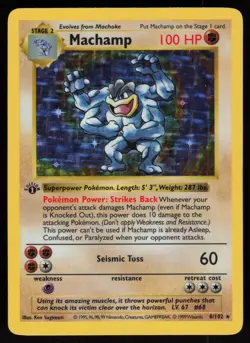 Machamp 8/102 Shadowless Holo Rare Base Set 1st Edition Holo Pokemon - Image 1