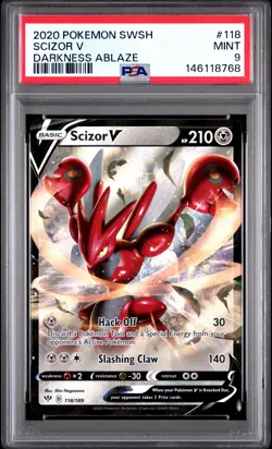 2020 POKEMON SWORD & SHIELD DARKNESS ABLAZE #118 SCIZOR V PSA 9 - Image 1