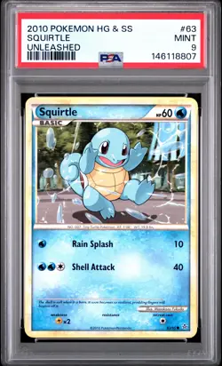 2010 POKEMON HEARTGOLD & SOULSILVER UNLEASHED #63 SQUIRTLE PSA 9 - Image 1