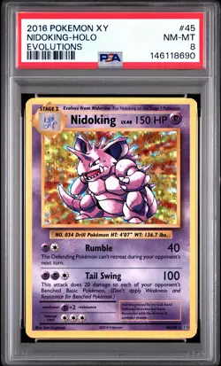 2016 POKEMON XY EVOLUTIONS #45 NIDOKING-HOLO PSA 8 - Image 1