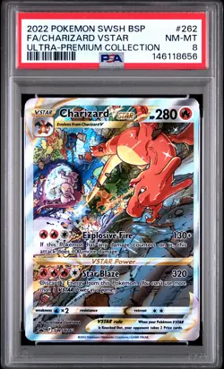 2022 POKEMON SWSH BLACK STAR PROMO #262 FULL ART/CHARIZARD VSTAR PSA 8 - Image 1