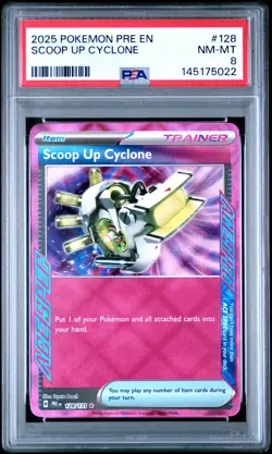 2025 POKEMON PRE EN-PRISMATIC EVOLUTIONS #128 SCOOP UP CYCLONE PSA 8 - Image 1