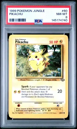1999 POKEMON JUNGLE #60 PIKACHU PSA 8 - Image 1