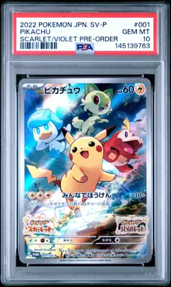 2022 POKEMON JAPANESE SV PROMO SCARLET & VIOLET PRE-ORDER #001 PIKACHU PSA 10 - Image 1