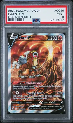 2023 POKEMON SWORD & SHIELD CROWN ZENITH #GG36 FULL ART/ENTEI V PSA 9 - Image 1