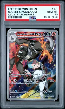 2025 POKEMON DESTINED RIVALS ILLUSTRATION RARE #191 TEAM ROCKETS HOUNDOOM PSA 10 - Image 1