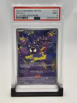2024 Pokemon TEF En-Temporal Forces #177 Gastly Illustration Rare PSA 9 - Image 1