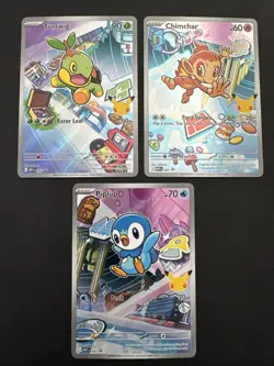 Pokemon TCG First Partner Illustration Collection Holo Chimchar, Turtwig, Piplup - Image 1
