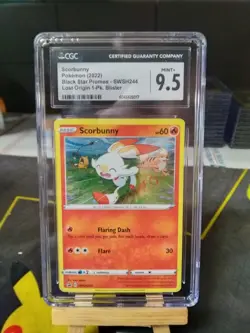 SWIRL CGC 9.5 Scorbunny SWSH244 POKEMON Black Star Promo Cosmos Holo - Image 1