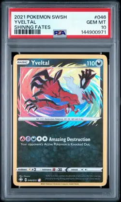 2021 Pokemon SWSH Shining Fates Yveltal #046/072 PSA 10 GEM MINT - Image 1