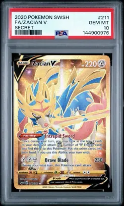 2020 Pokemon Sword & Shield #211 Secret Full Art Zacian V PSA 10 GEM MINT - Image 1