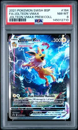 2021 POKEMON SWSH BLACK STAR PROMO #184 FULL ART/JOLTEON VMAX PSA 8 - Image 1