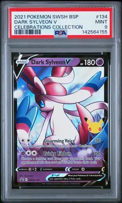 2021 POKEMON SWSH PROMO CELEBRATIONS COLLECTION #134 DARK SYLVEON V PSA 9 - Image 1