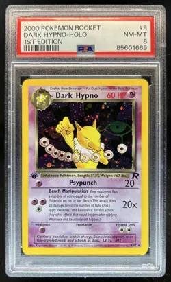 2000 Pokemon Team Rocket First Edition Dark Hypno Holo #9/82 PSA 8 - Image 1