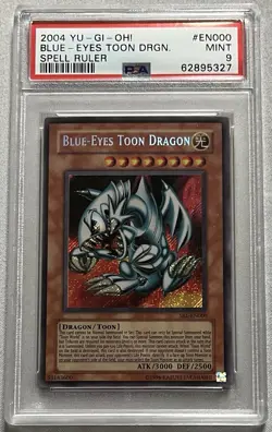 PSA MINT 9 2004 Yugioh Secret Rare Blue-Eyes Toon Dragon SRL-EN000 Spell Ruler - Image 1