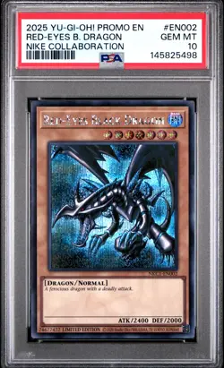 2025 YU-GI-OH! NIKE COLLABORATION PROMO #EN002 RED-EYES BLACK DRAGON PSA 10 - Image 1