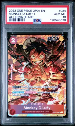 2022 ONE PIECE OP01-ROMANCE DAWN ALTERNATE ART #024 MONKEY D. LUFFY PSA 10 - Image 1
