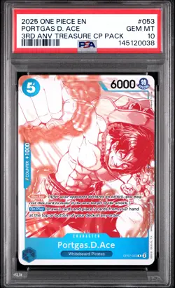 2025 ONE PIECE 3RD ANNIVERSARY! TREASURE CAMPAIGN #053 PORTGAS D. ACE PSA 10 - Image 1