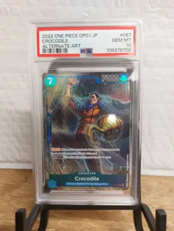 2022 ONE PIECE OP01-ROMANCE DAWN ALTERNATE ART #067 CROCODILE PSA 10 - Image 1