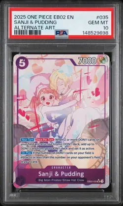 2025 ONE PIECE EB02-ANIME 25TH COLLECTION ALT ART #035 SANJI & PUDDING PSA 10 - Image 1