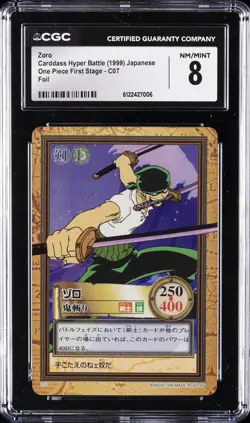 1999 ONE PIECE JAPANESE CARDDASS HYPER BATTLE FIRST STA FOIL #C07 ZORO CGC 8 - Image 1