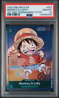 2023 ONE PIECE PROMOS 1ST ANNIV TOURNAMENT-PARTICIPATION MONKEY D. LUFFY PSA 10 - Image 1