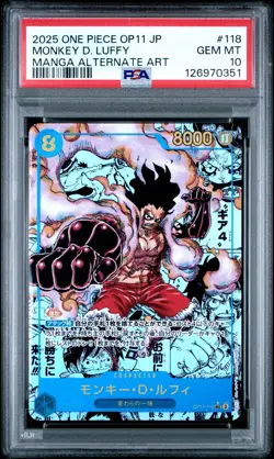 2025 ONE PIECE JPN A FIST OF DIVINE SPEED MANGA ALT ART MONKEY D. LUFFY PSA 10 - Image 1