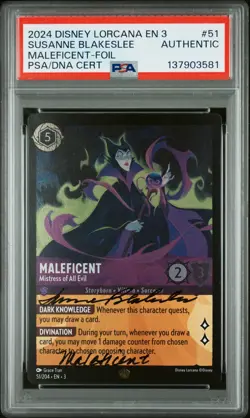 2024 DISNEY LORCANA SUSANNE BLAKESLEE SIGNED FOIL MALEFICENT PSA AUTH AUTO AUTH - Image 1