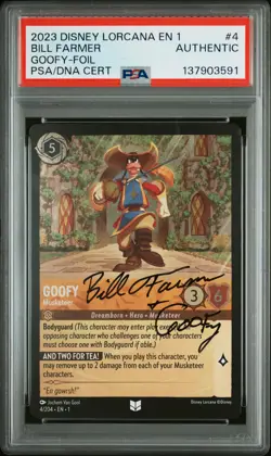 2023 DISNEY LORCANA BILL FARMER SIGNED FOIL #4 GOOFY PSA AUTH AUTO AUTH - Image 1