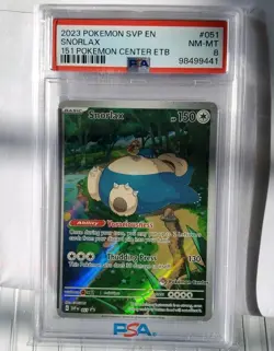 SNORLAX 151 Pokemon Center Stamp ETB, PSA 8, With 151 Poster Collection Cards - Image 3