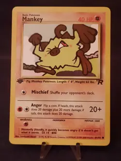 Pokemon Card Mankey (61/82) [Team Rocket 1st Edition] Common TCG - Image 1