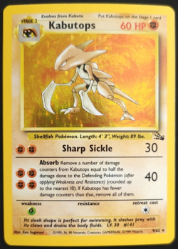 Pokemon TCG Kabutops 9/62 Fossil Set Rare Holo Vintage Card WOTC 1999 LP/NM - Image 1