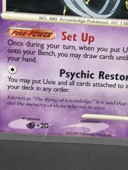 Pokemon Uxie Lv.55 43/146 Reverse Holo (2008) – World Championships 2009 Promo - Image 2