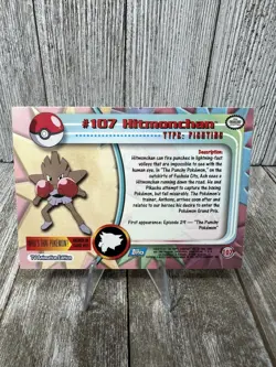 Hitmonchan Topps Blue Logo Pokemon TV Animation Edition Series 2 #107 LP - Image 2