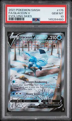 2021 POKEMON SWORD & SHIELD EVOLVING SKIES #175 FULL ART/GLACEON V PSA 10 - Image 1