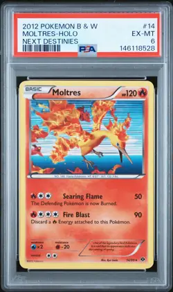 2012 POKEMON BLACK & WHITE NEXT DESTINIES #14 MOLTRES-HOLO PSA 6 - Image 1