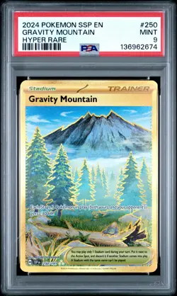 2024 POKEMON SSP EN-SURGING SPARKS HYPER RARE #250 GRAVITY MOUNTAIN PSA 9 - Image 1