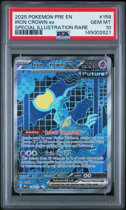 2025 POKEMON PRISMATIC EVOLUTIONS SPECIAL ILLUSTRATION RARE IRON CROWN EX PSA 10 - Image 1
