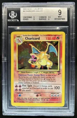 2000 Pokemon Set 2 Charizard Holo #4/130 BGS 9 - Image 1