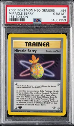 2000 POKEMON NEO GENESIS 1ST EDITION #94 MIRACLE BERRY PSA 10 - Image 1